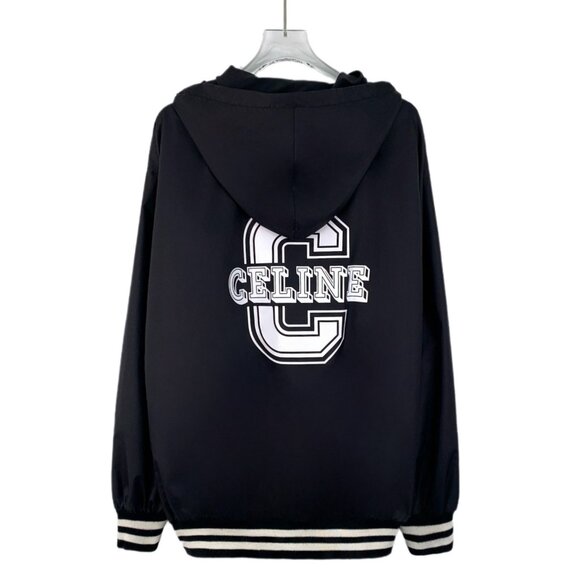 Celine Black cotton hooded varsity jacket - Picture 2 of 9